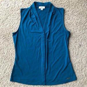 Calvin Klein Gathered V-Neck Sleeveless Top